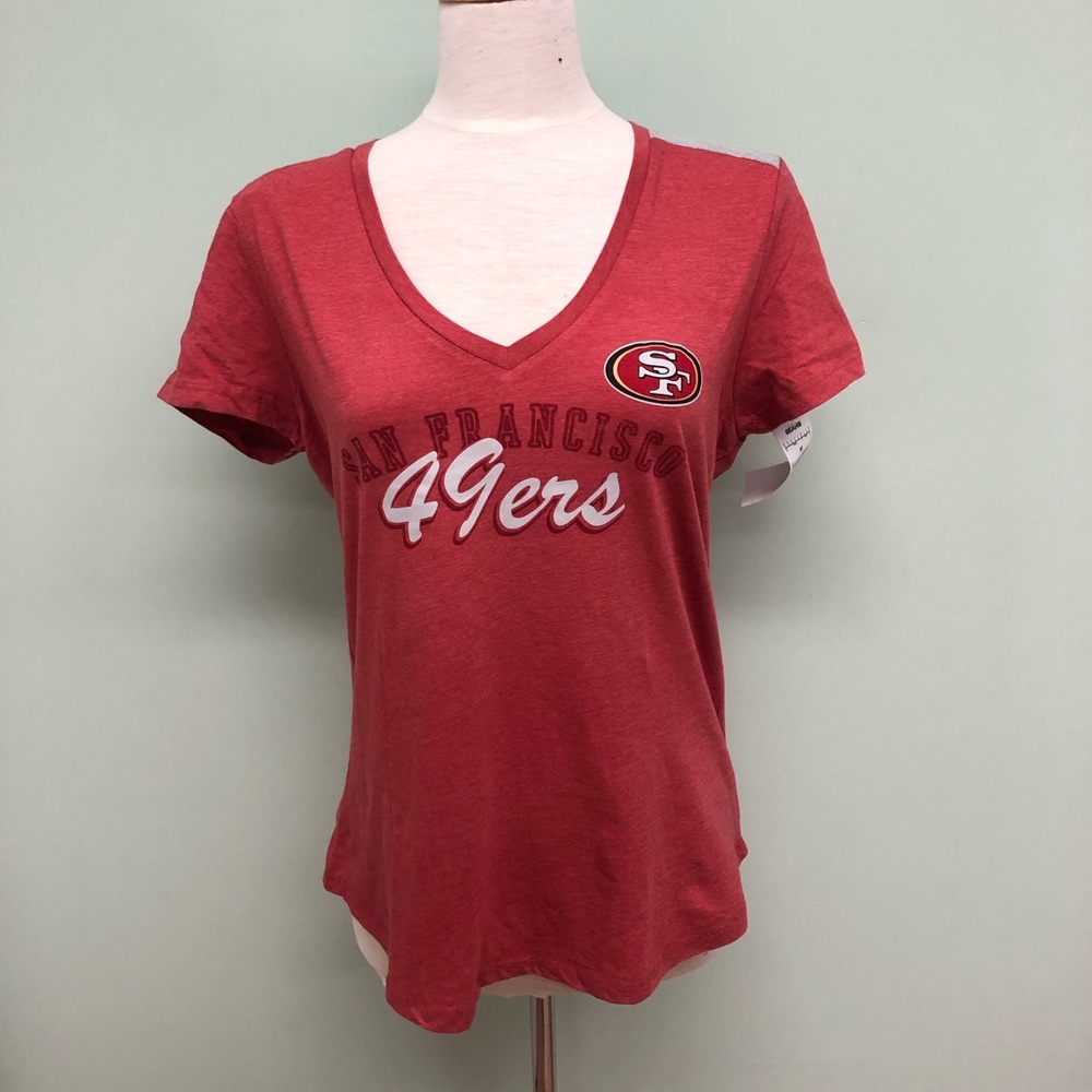NFL | Women's San Francisco 49ers T-Shirt  V-Neck | Red | Size Large **NEW